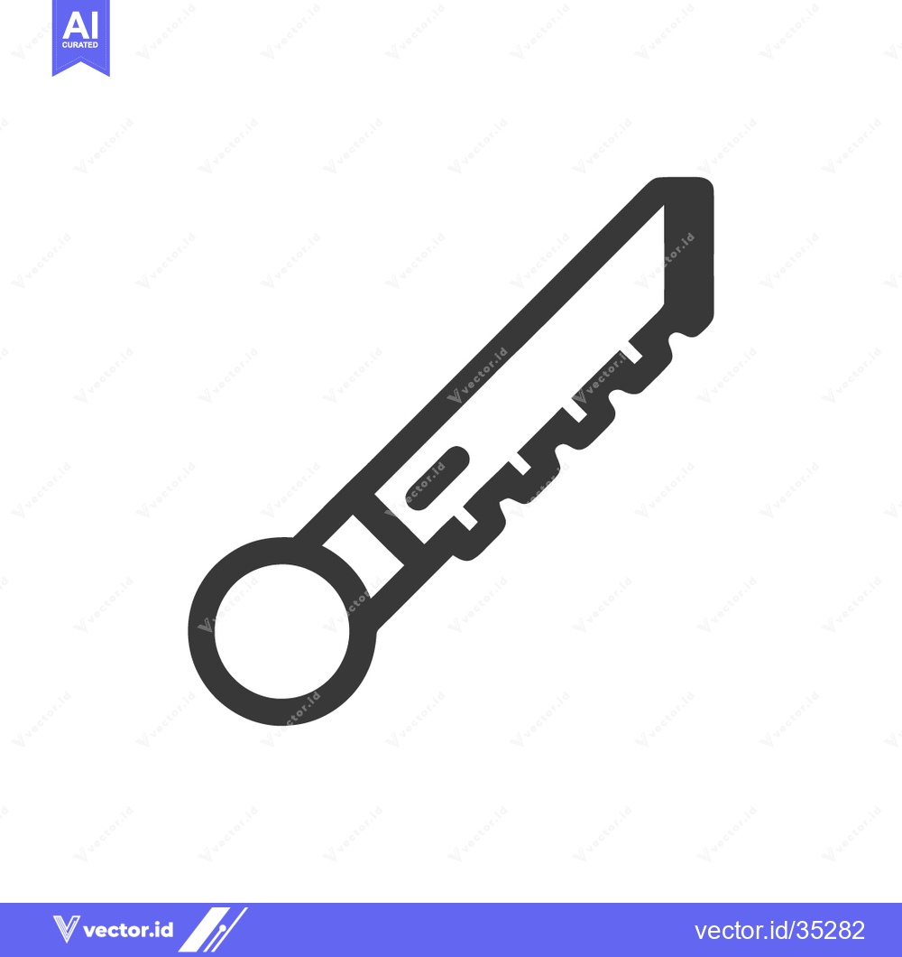 Premium Vector of Minimalist Icon of a Razor Saw with Distinctive Teeth Design on White