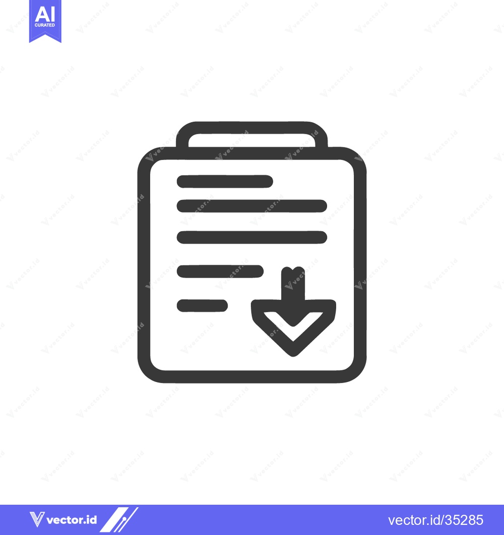 Premium Vector of Download Document Icon: Simple Black Line Art on White Background