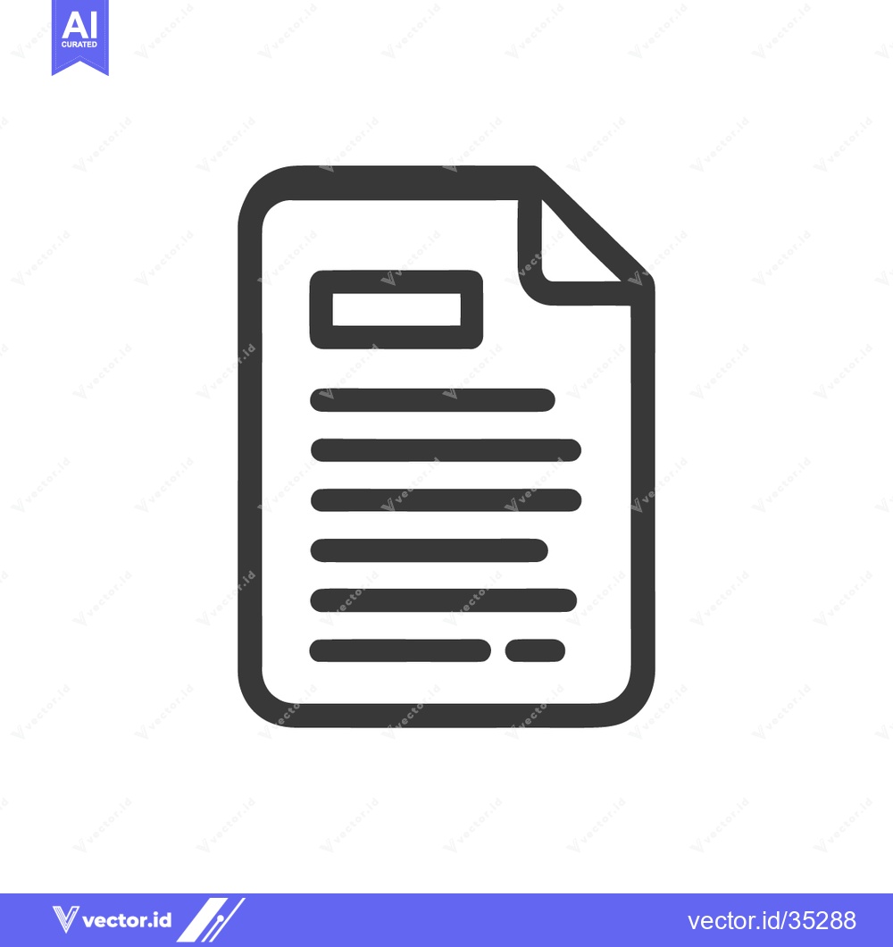 Premium Vector dari Minimalist Document Icon with Folded Corner and Text Lines on White Ba