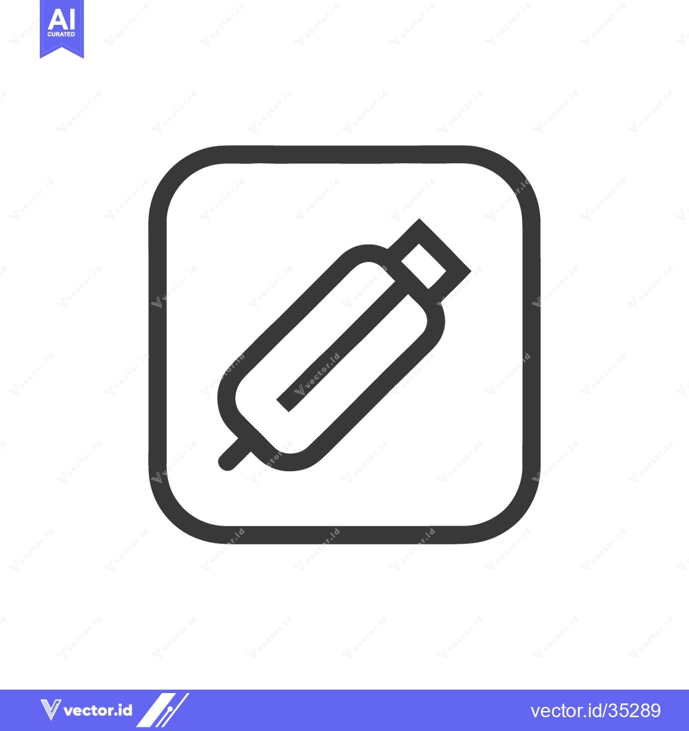 Premium Vector dari Minimalist Edit Icon: Stylized Pen in Rounded Square, Dark Gray Outlin