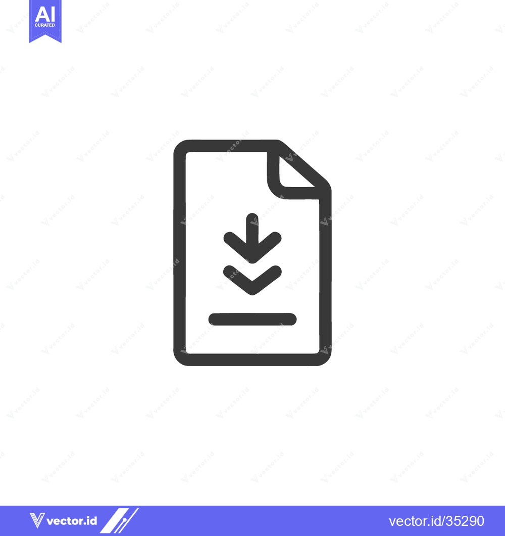 Premium Vector dari Download Document Icon: Simple Outline of File with Arrow Symbol