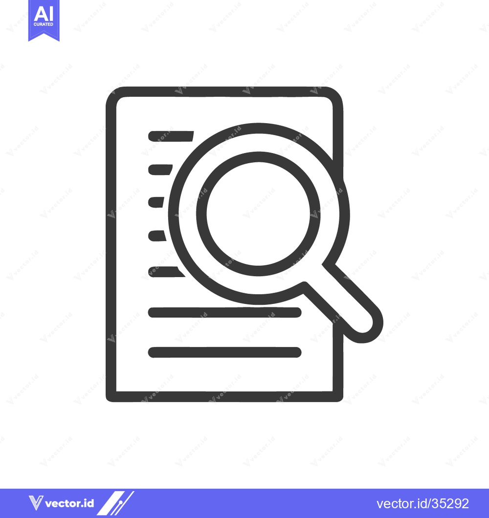 Premium Vector dari Document Search: Magnifying Glass over Text, Minimalist Line Art Icon