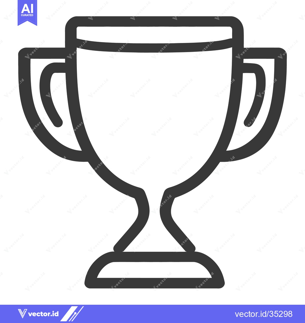 Premium Vector dari A black outlined trophy with two handles on a white background