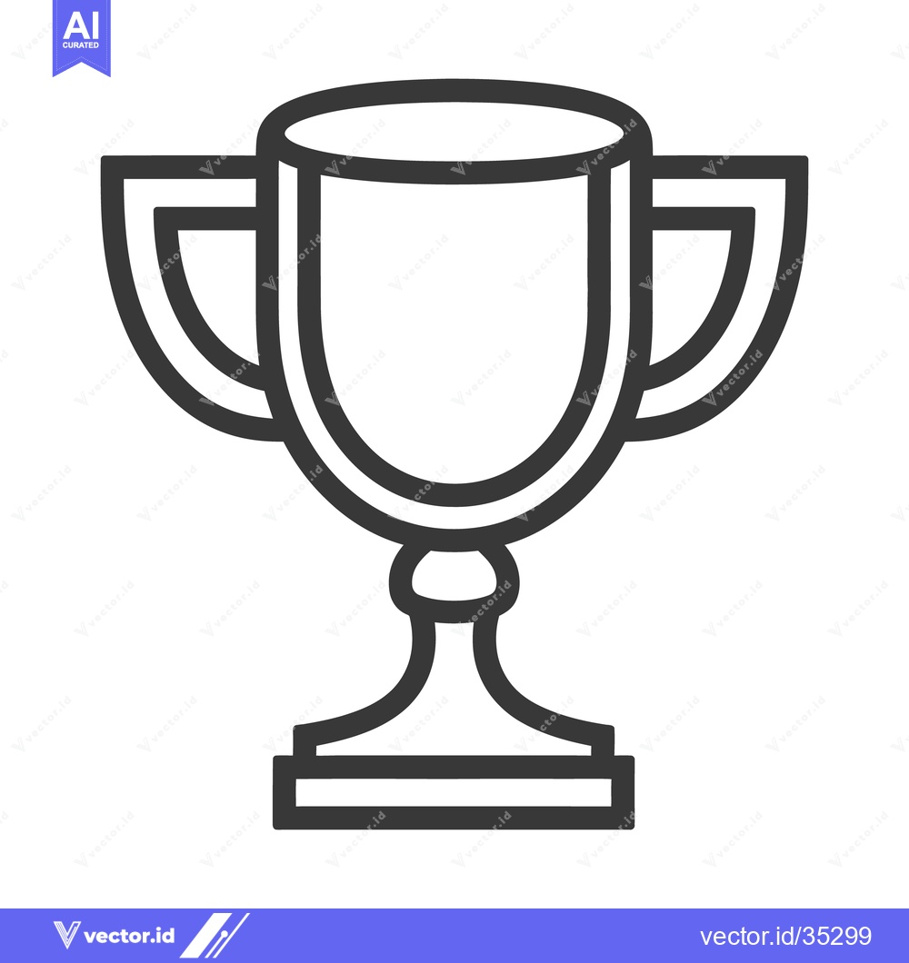 Premium Vector of A simple line art illustration depicting a golden trophy cup