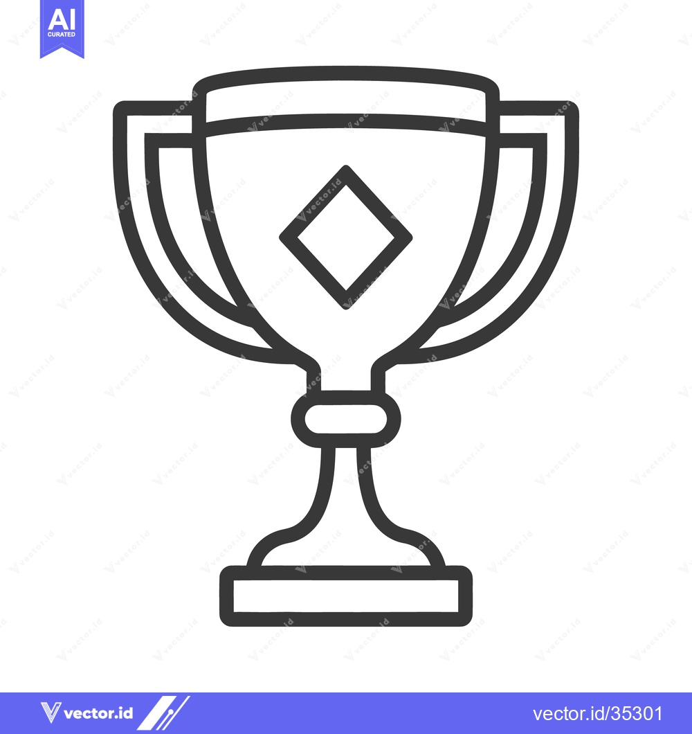 Premium Vector dari A black and white line art drawing of a trophy cup