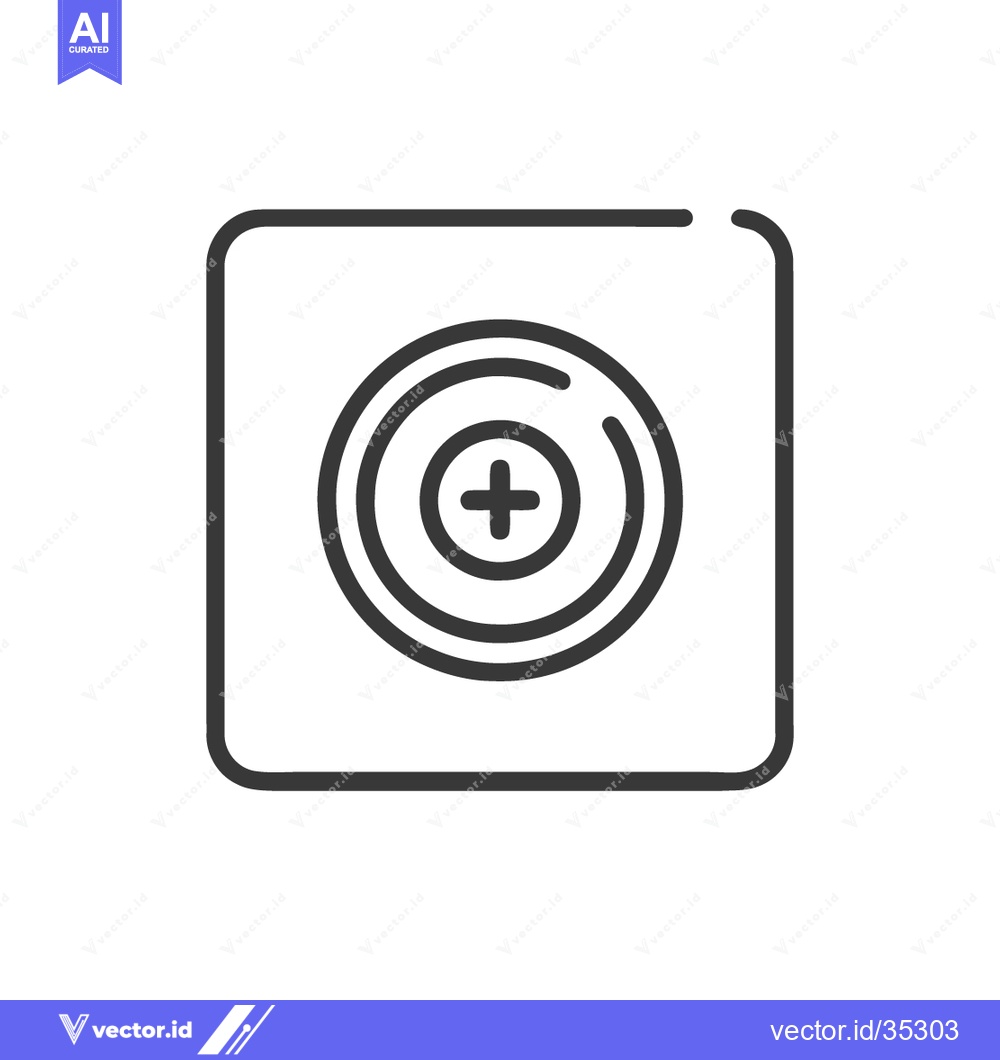 Premium Vector dari Add Button Icon: Minimalist Design with Rounded Square and Concentric
