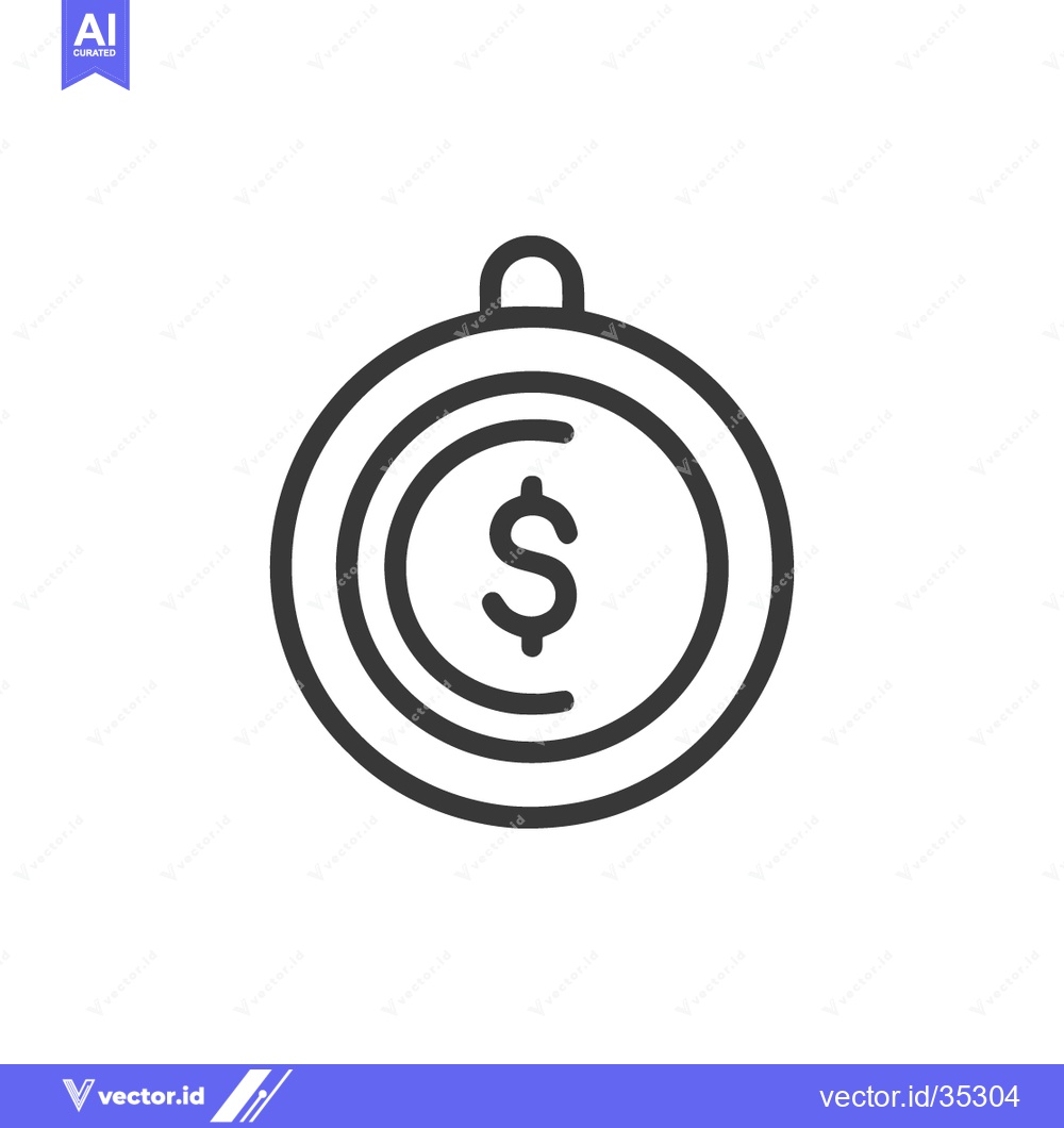 Premium Vector of Minimalist Dollar Coin Icon: Clean Line Art on White Background