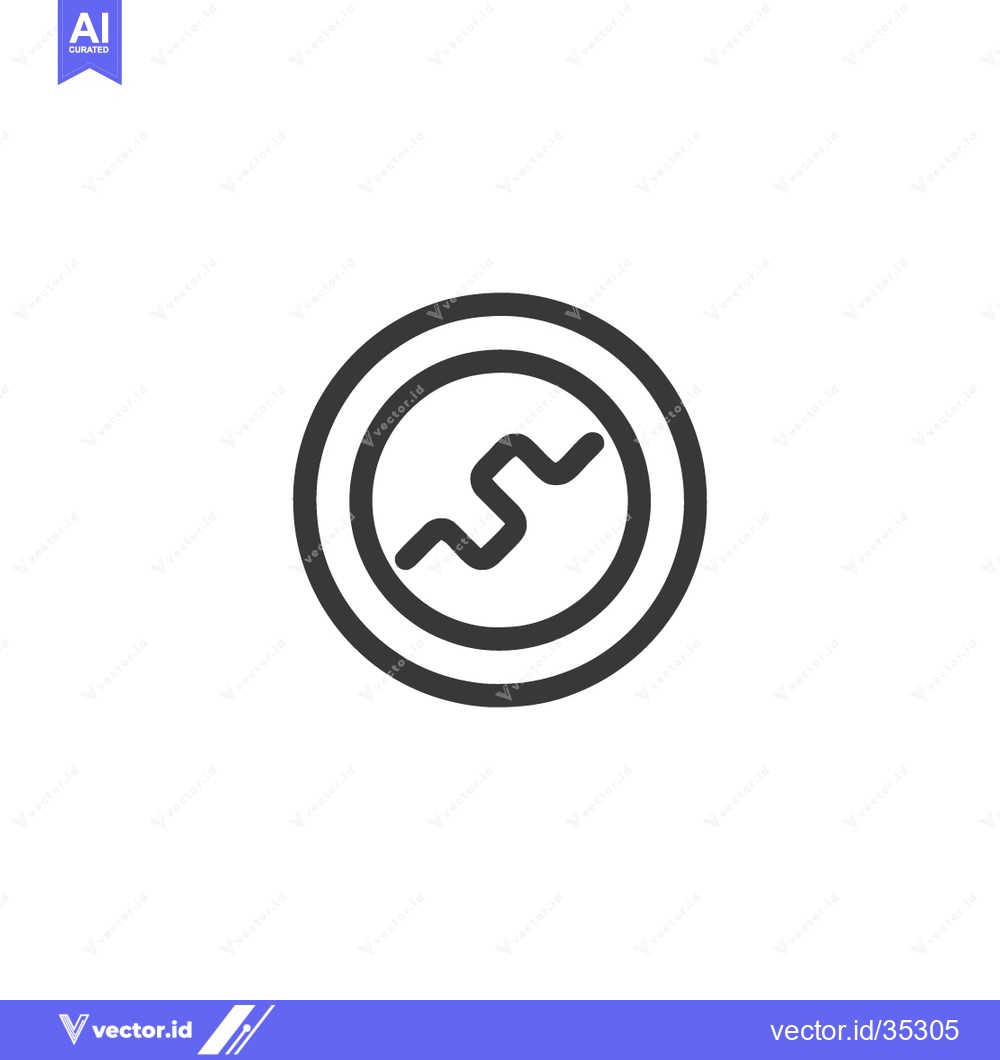 Premium Vector of Minimalist Icon: Double Circle with Zigzag Line, Modern Design