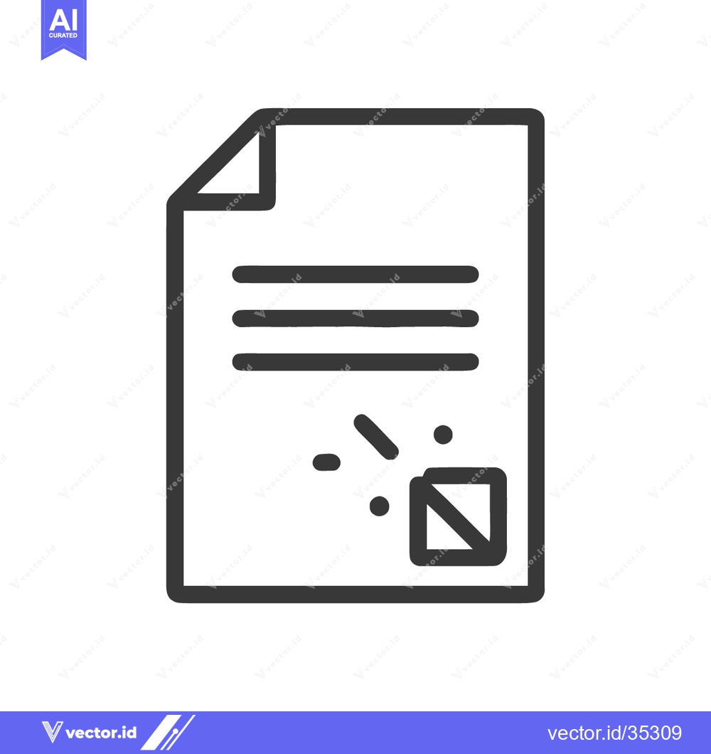 Premium Vector dari Rejected Document Icon: Simple Line Art of Paper with Checkbox and Deb