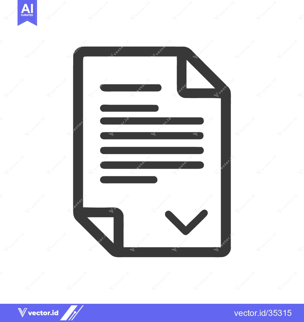 Premium Vector dari Completed Document Icon: Dark Gray Outline with Checkmark Symbol