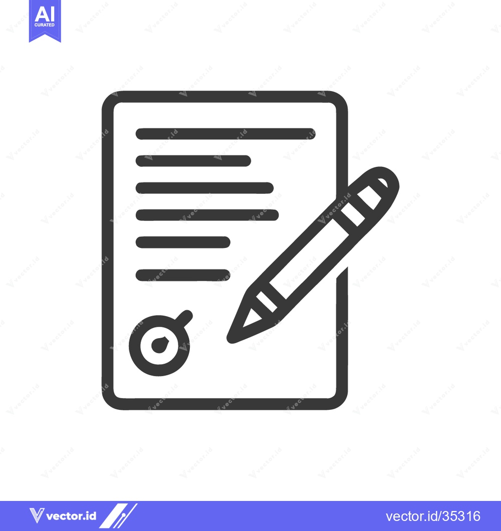 Premium Vector dari Contract Signing Icon: Minimalist Line Art of Agreement and Pen