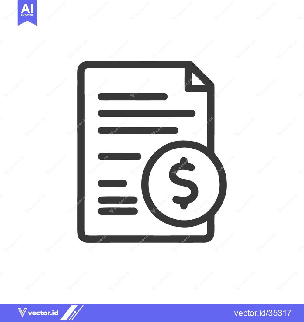 Premium Vector dari Financial Document Icon: Dollar Sign on Paper, Business Transaction Sy