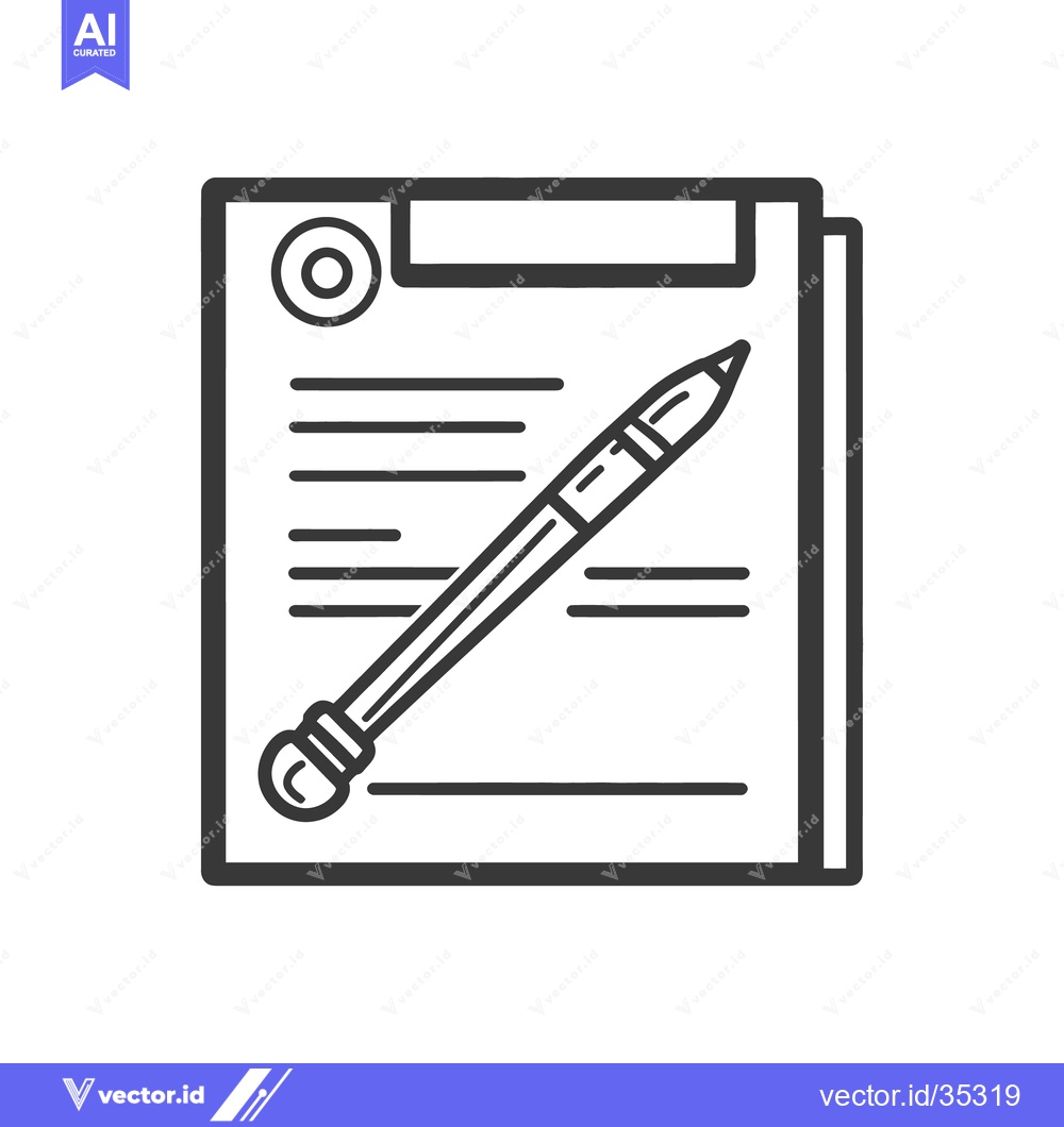 Premium Vector dari A black and white illustration depicting documents and a pen