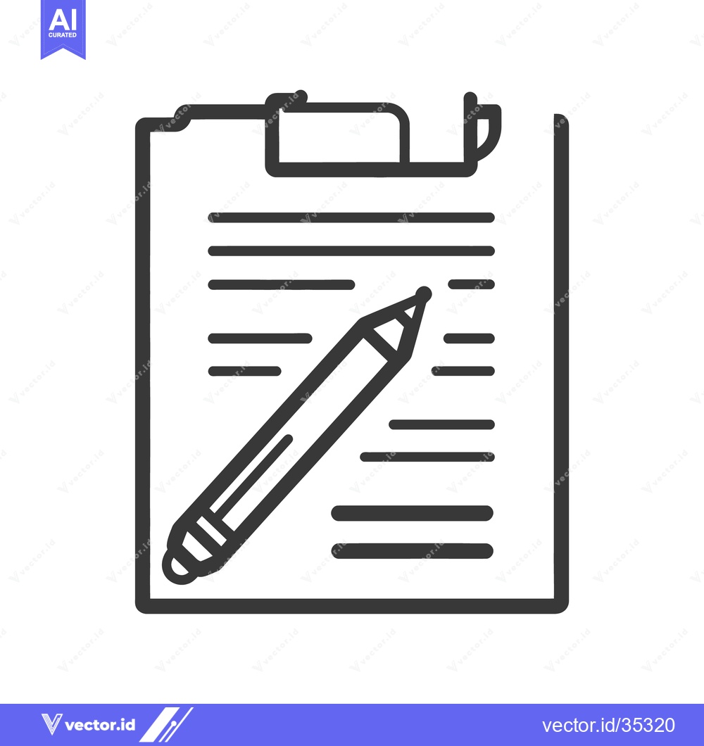 Premium Vector dari A simple black and white image of a clipboard and pencil