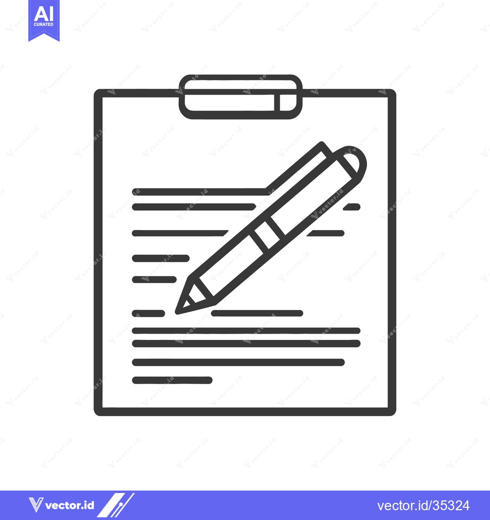 Premium Vector dari A Clipboard And A Pen Are Shown In Black Lines