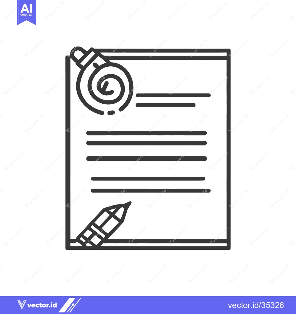 Premium Vector dari A black and white contract agreement with a pen and signature