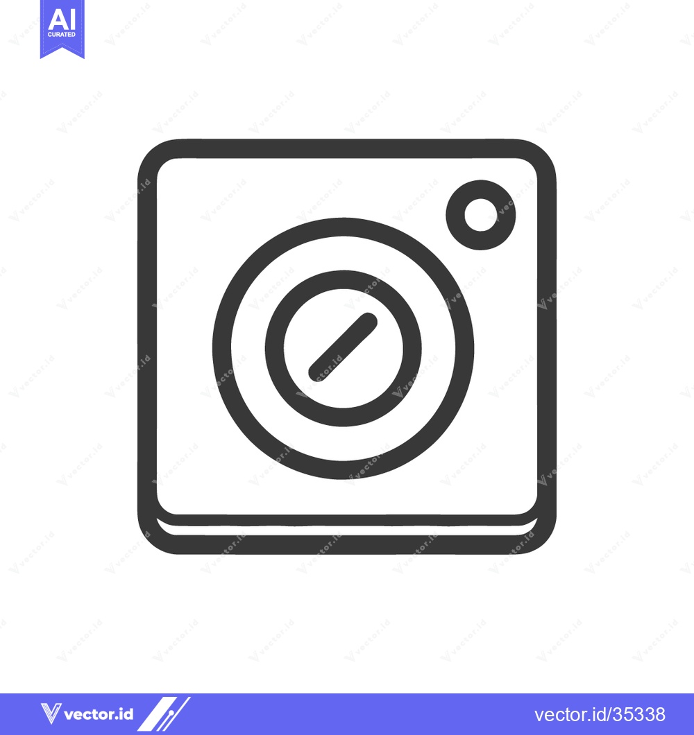 Premium Vector dari Minimalist Camera Icon: Rounded Square with Lens and Flash