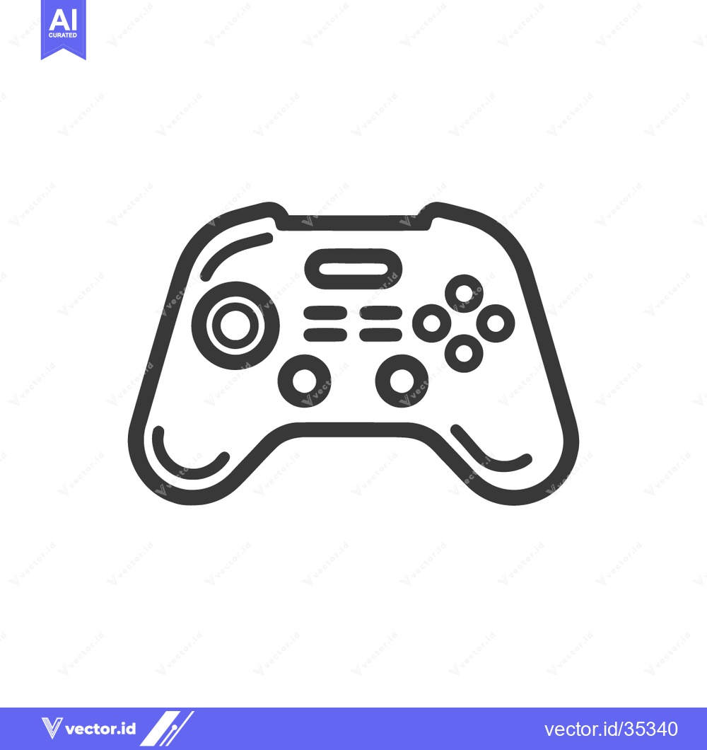 Premium Vector dari Minimalist Game Controller Icon: Black Outline on White Background, Mo