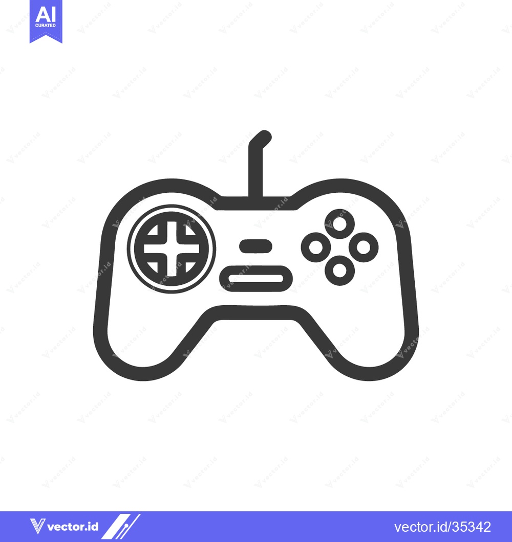 Premium Vector of Minimalist Game Controller Icon: Black Outline on White Background