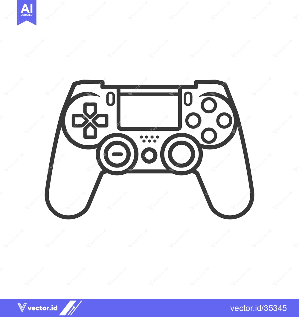 Premium Vector dari A stylized black and white image of a video game controller