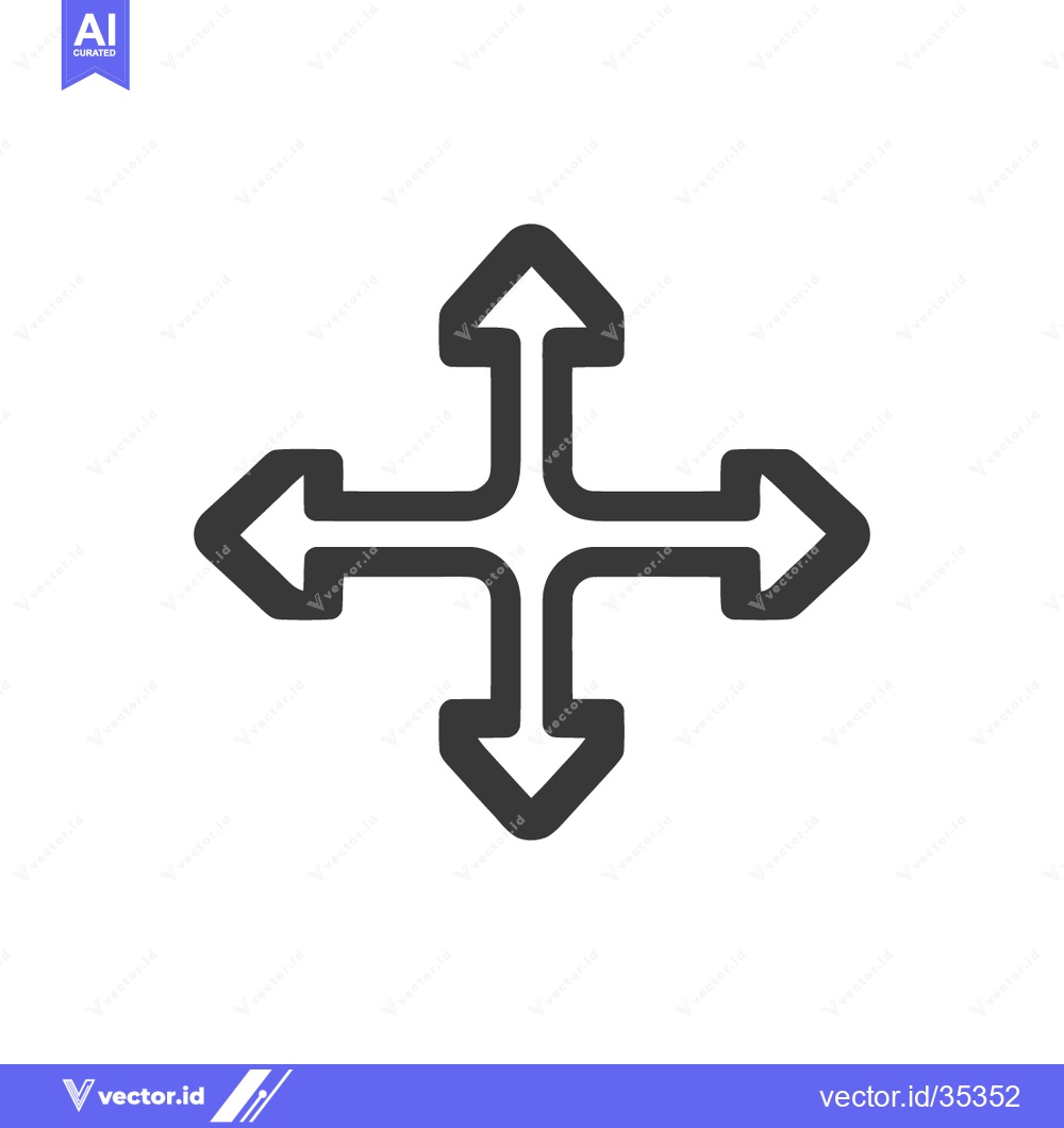 Premium Vector dari Four-Way Arrow Icon: Navigation, Direction, and Choice Symbol on White