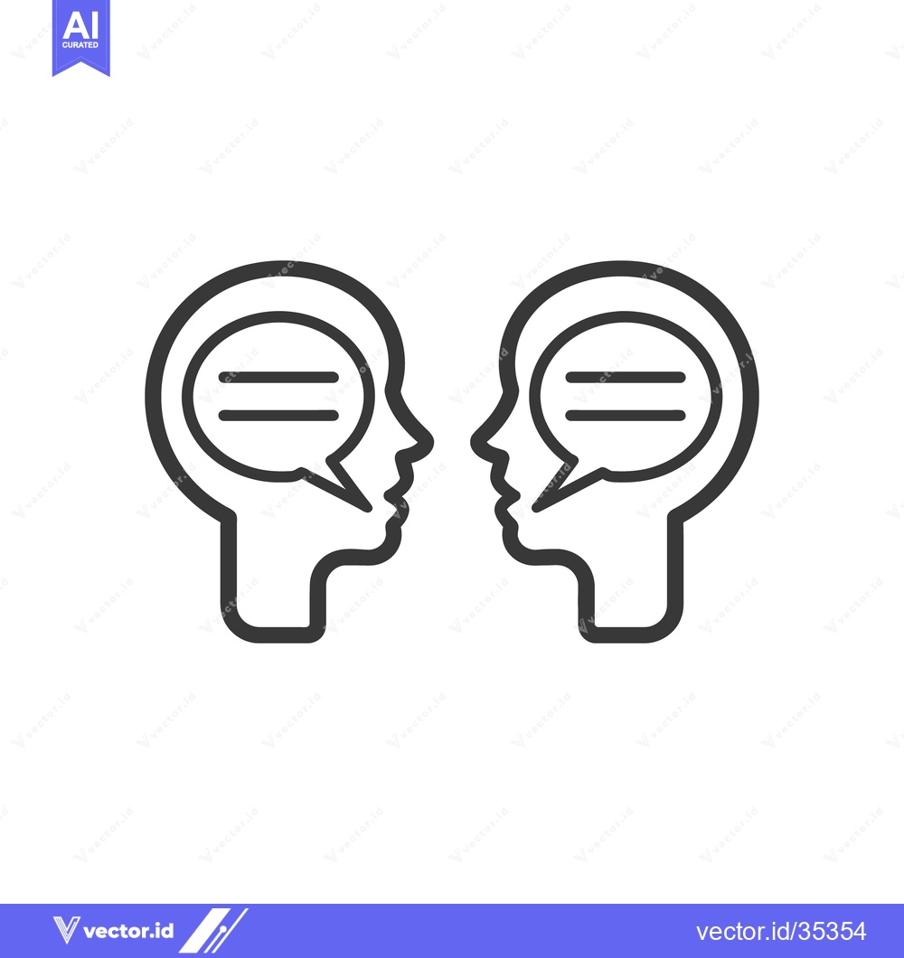 Premium Vector dari Two outline human heads with dialogue speech bubbles