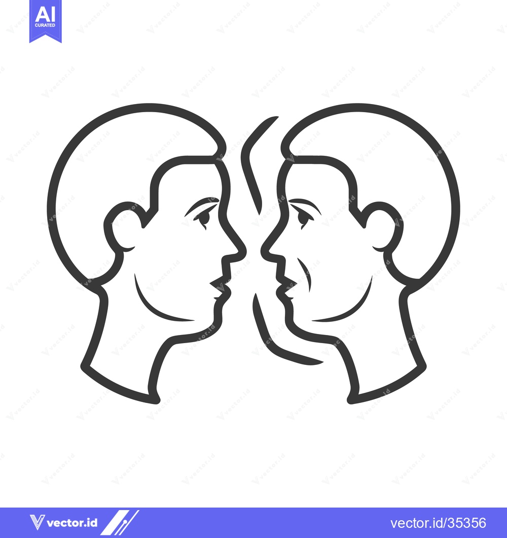 Premium Vector dari Two facing human head profiles illustrating youth and aging difference