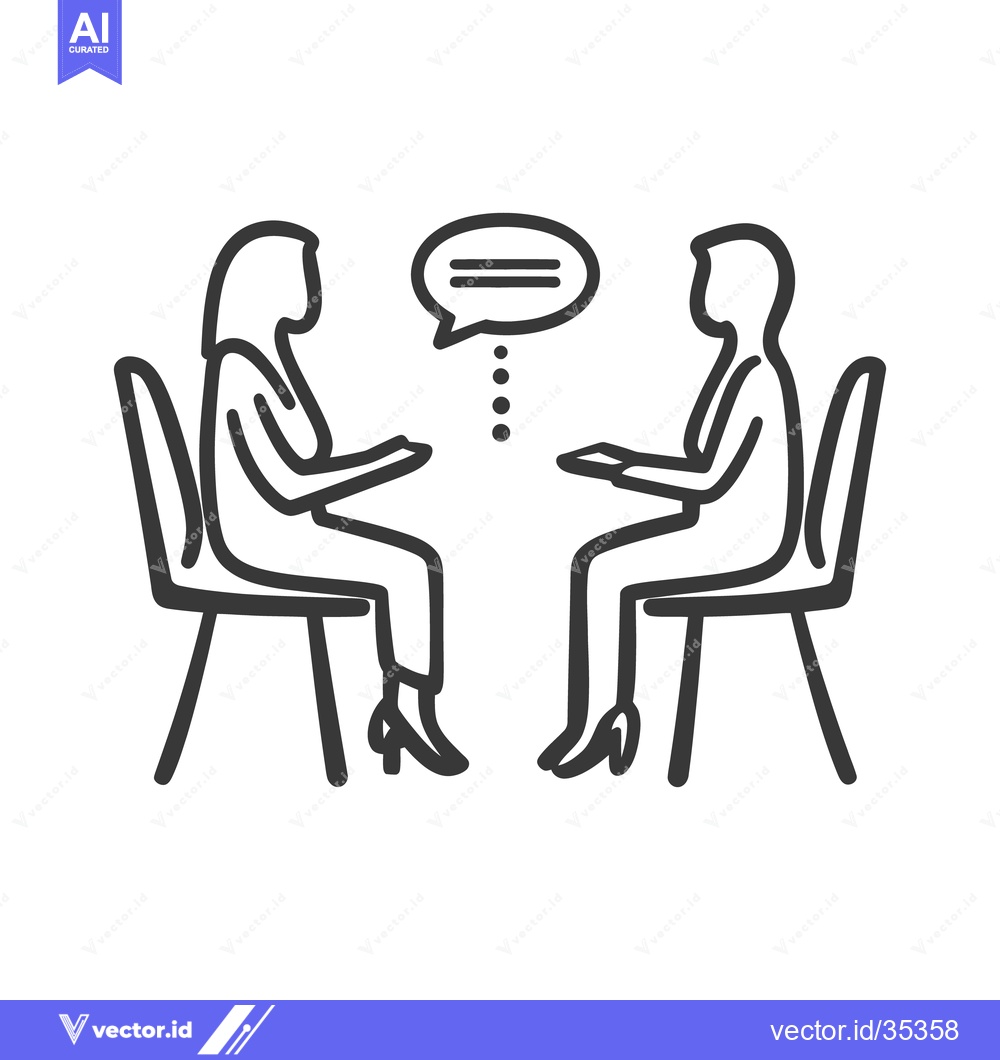 Premium Vector dari Two people are having a discussion while seated in chairs