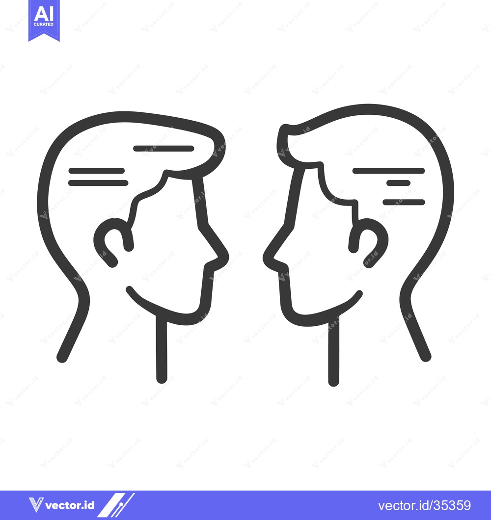 Premium Vector dari Two human heads facing each other in a simple black outline