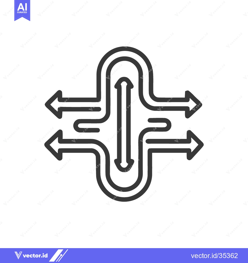 Premium Vector dari Complex Flow: Abstract Arrow Network with Central Loop and Diverging P