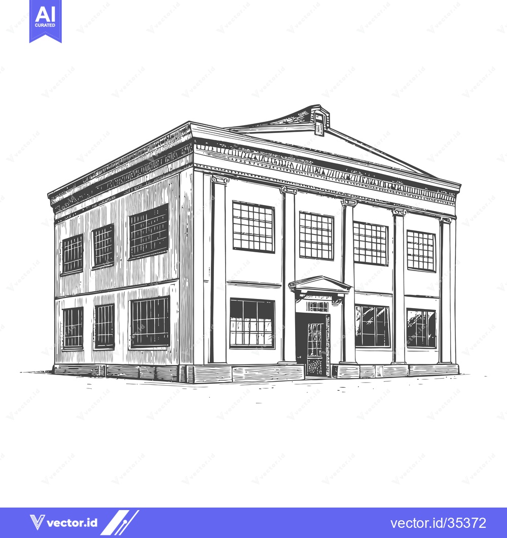 Premium Vector dari Hand Drawn Sketch of a Classical Style Building