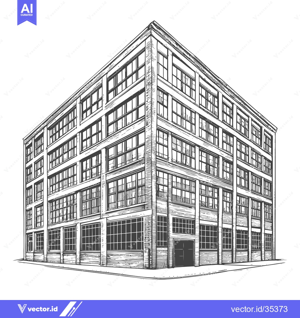 Premium Vector dari A Detailed Drawing Of A Multi Story Brick Building