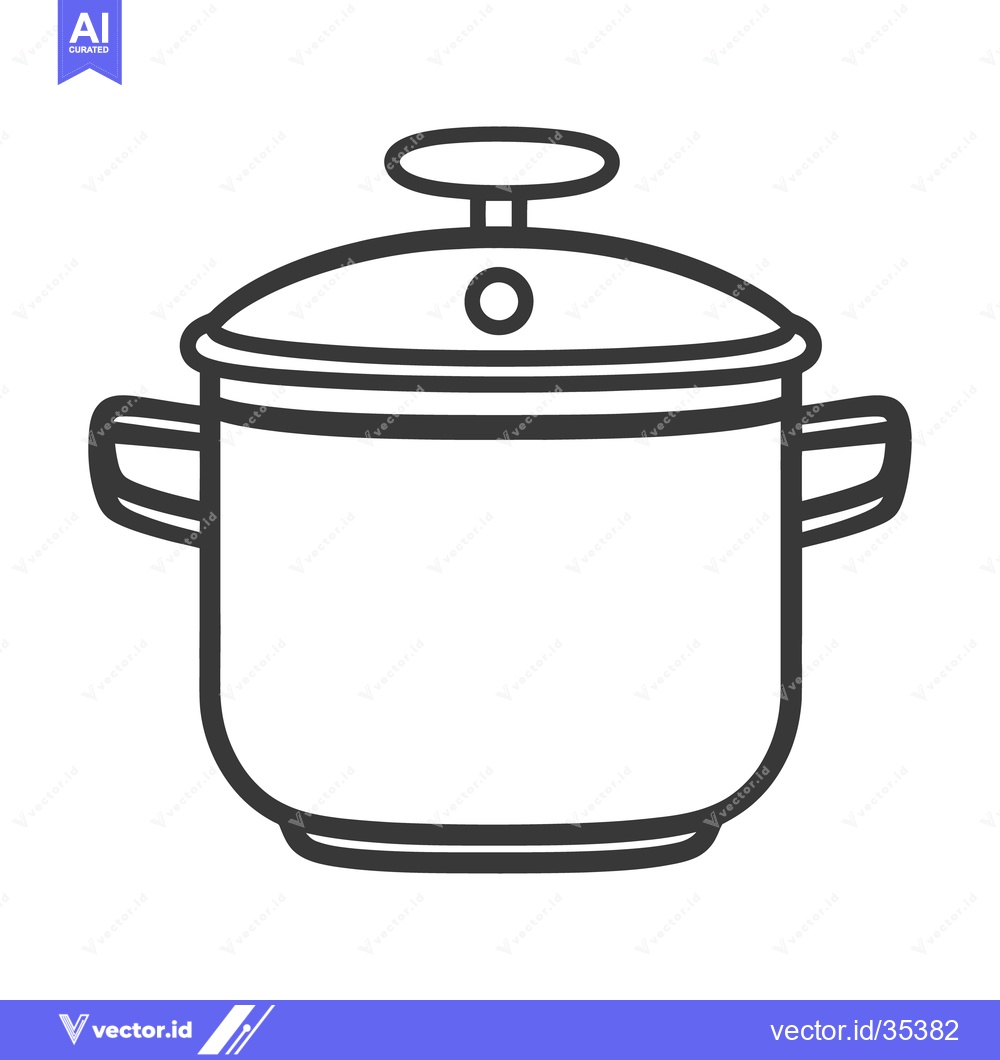 Premium Vector of A simple line drawing illustration of a closed cooking pot