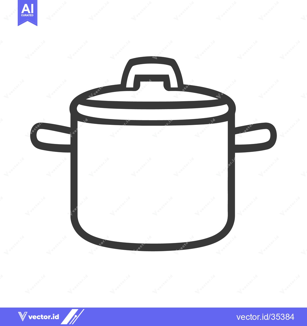 Premium Vector of A simple drawing depicts a covered cooking pot with handles