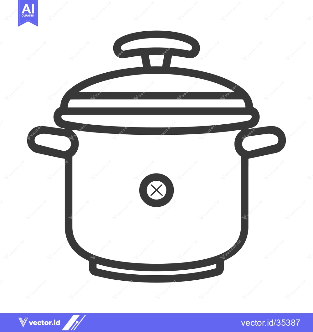 Premium Vector of A black line drawing of a cooking pot with a lid