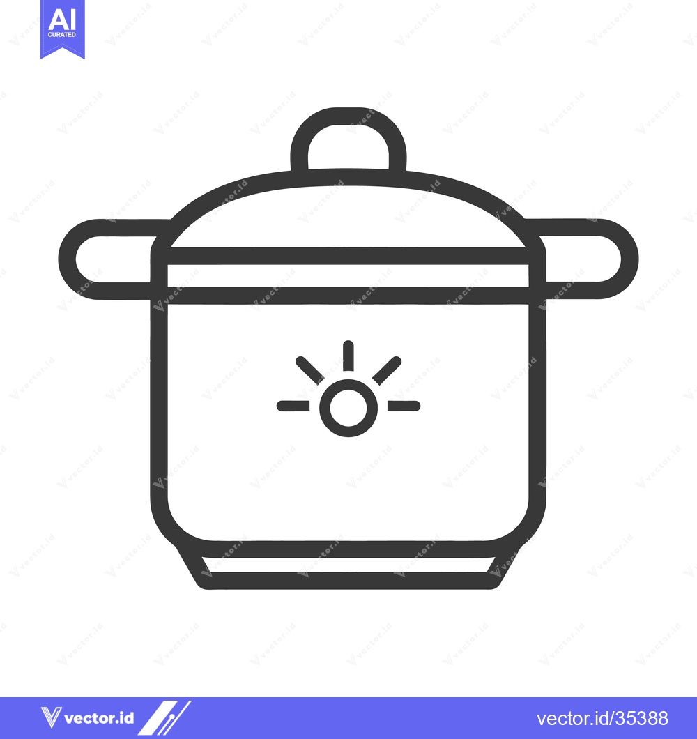Premium Vector dari An outlined icon depicting a covered cooking pot or saucepan