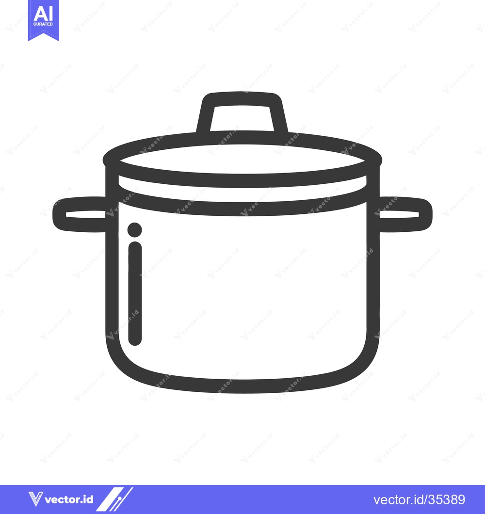 Premium Vector dari An illustrated cooking pot with a lid and side handles