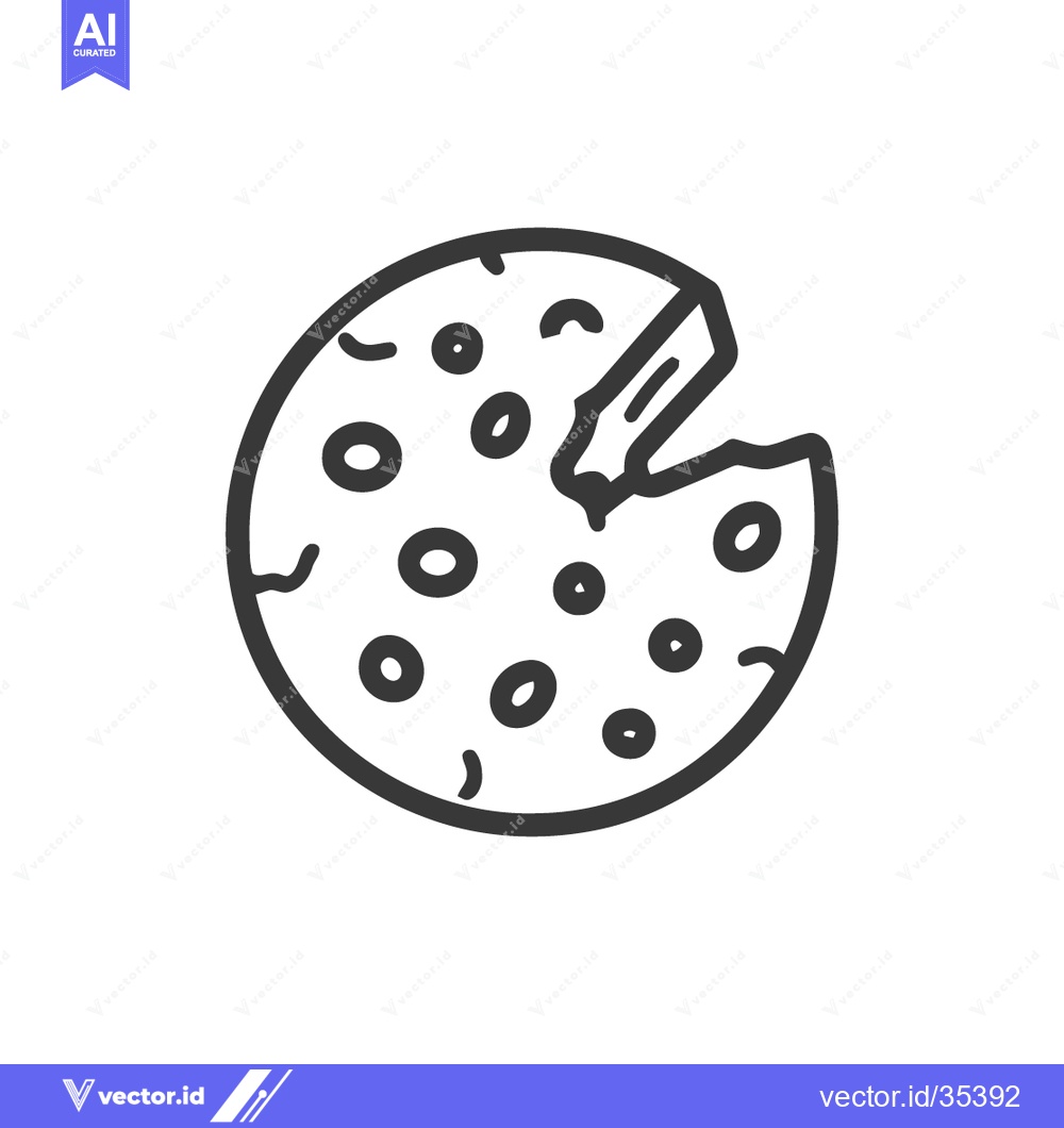 Premium Vector of Minimalist Pizza Icon: Black Outline, Missing Slice, Isolated on White