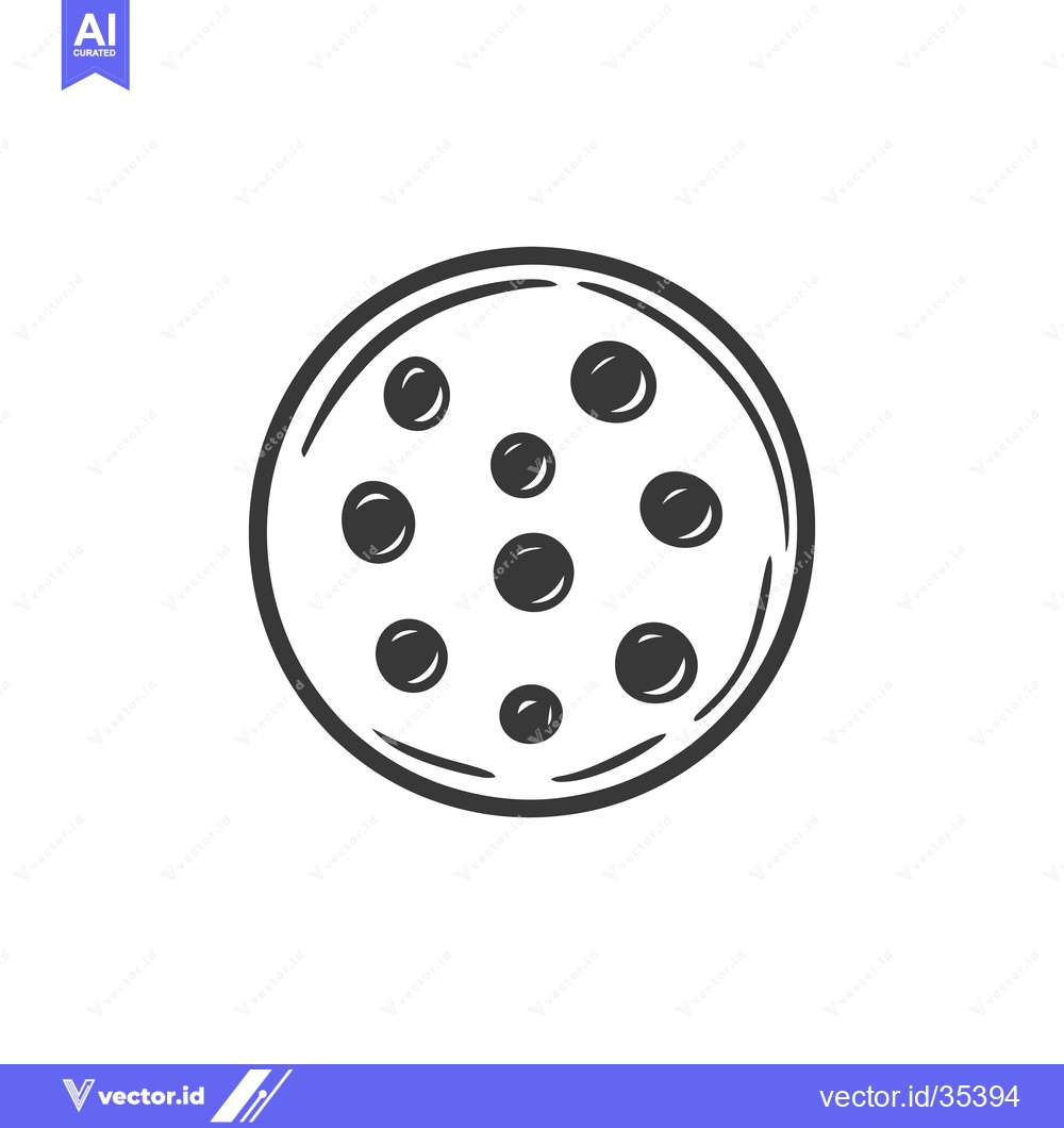 Premium Vector of A black and white illustration of a circular pizza graphic