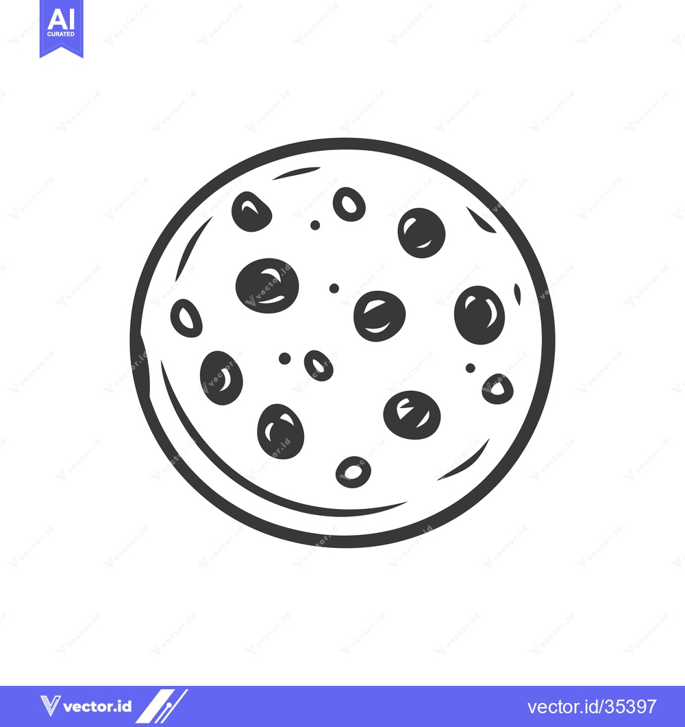 Premium Vector dari A black and white drawing of a chocolate chip cookie