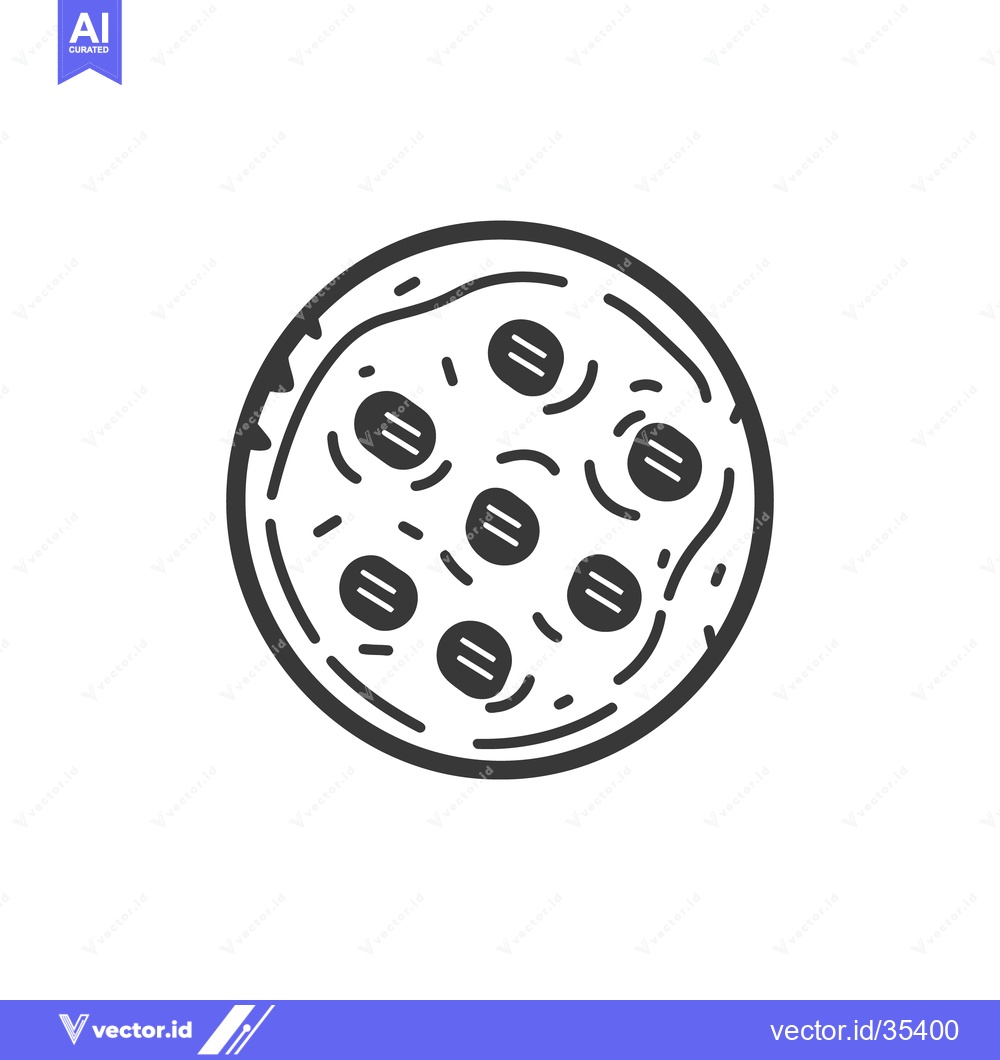 Premium Vector dari A simple line drawing representing a circular pizza with toppings on i