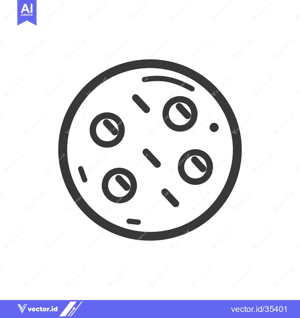 Premium Vector dari A flat circular pizza with toppings illustrated in black lines