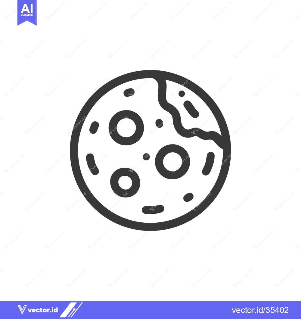 Premium Vector dari Minimalist Moon Icon: Lunar Surface with Craters and Textured Detail