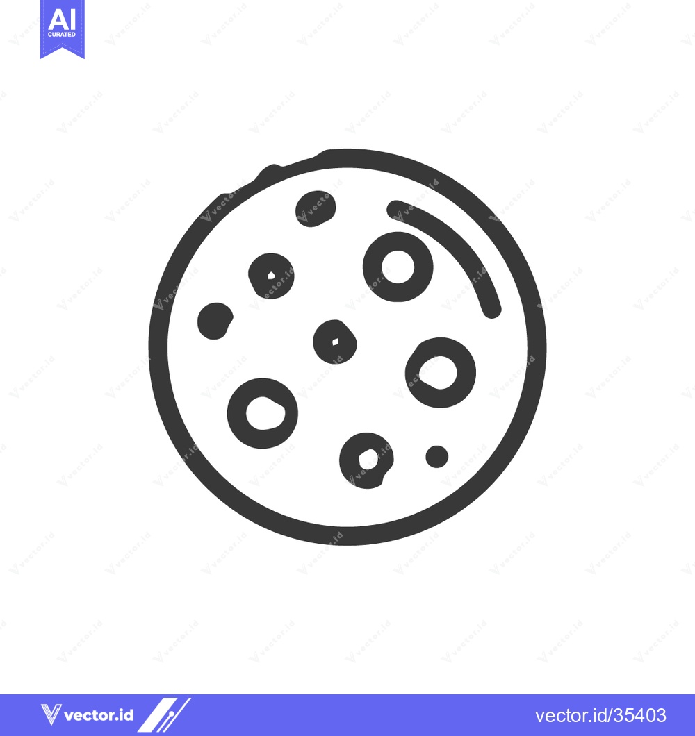 Premium Vector dari Simple Hand-Drawn Cookie Icon with Chocolate Chips on White Background
