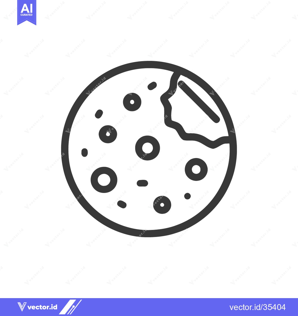 Premium Vector of Bitten Chocolate Chip Cookie Icon, Minimalist Line Art Design