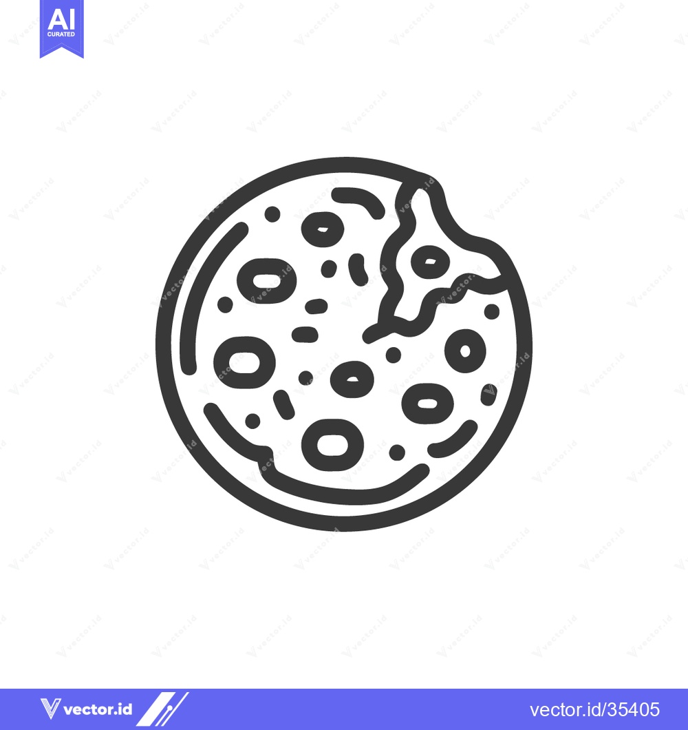 Premium Vector dari Bitten Cookie Icon: Minimalist Line Art, Round Treat with Missing Bite