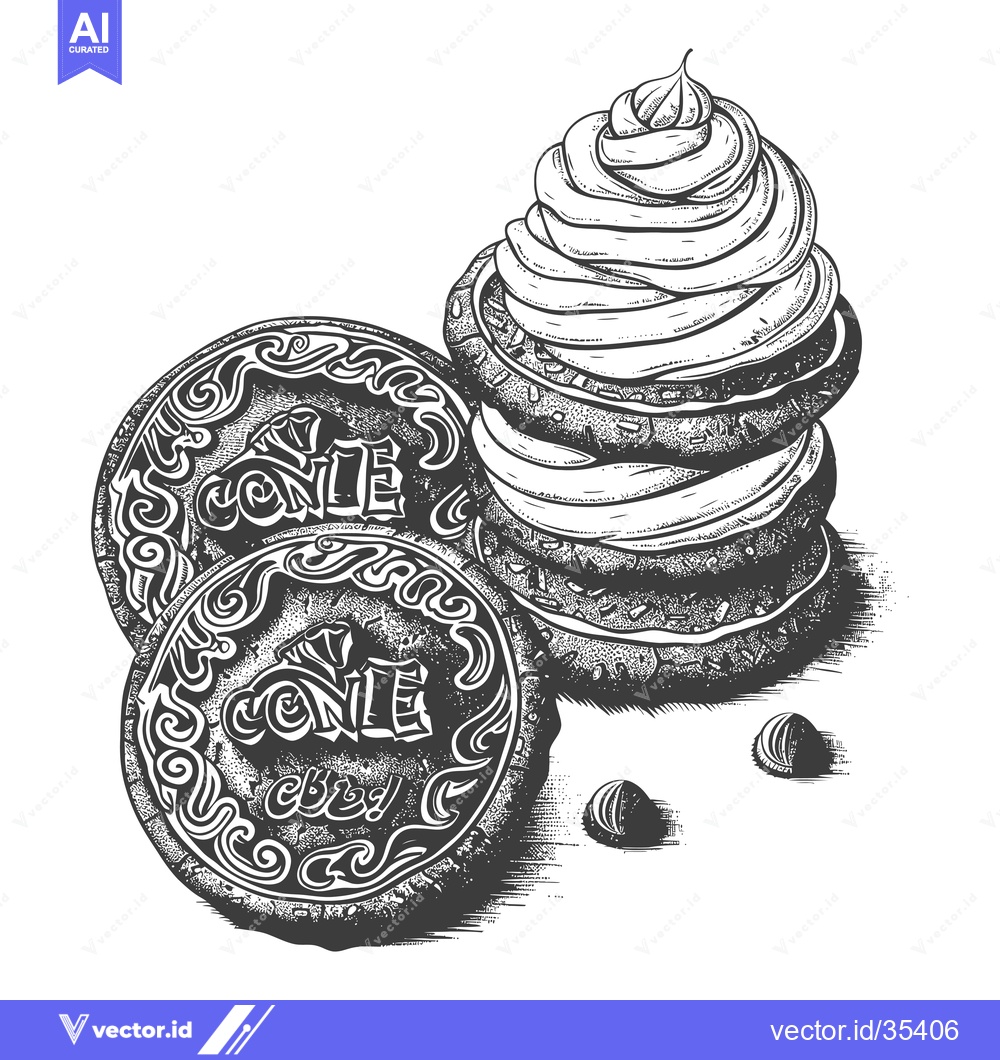 Premium Vector dari Delicious Cookies with Creamy Whipped Topping and Chocolate