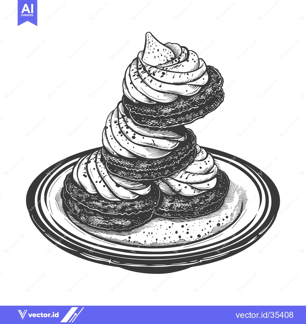 Premium Vector dari Delicious cream puffs stacked on a plate