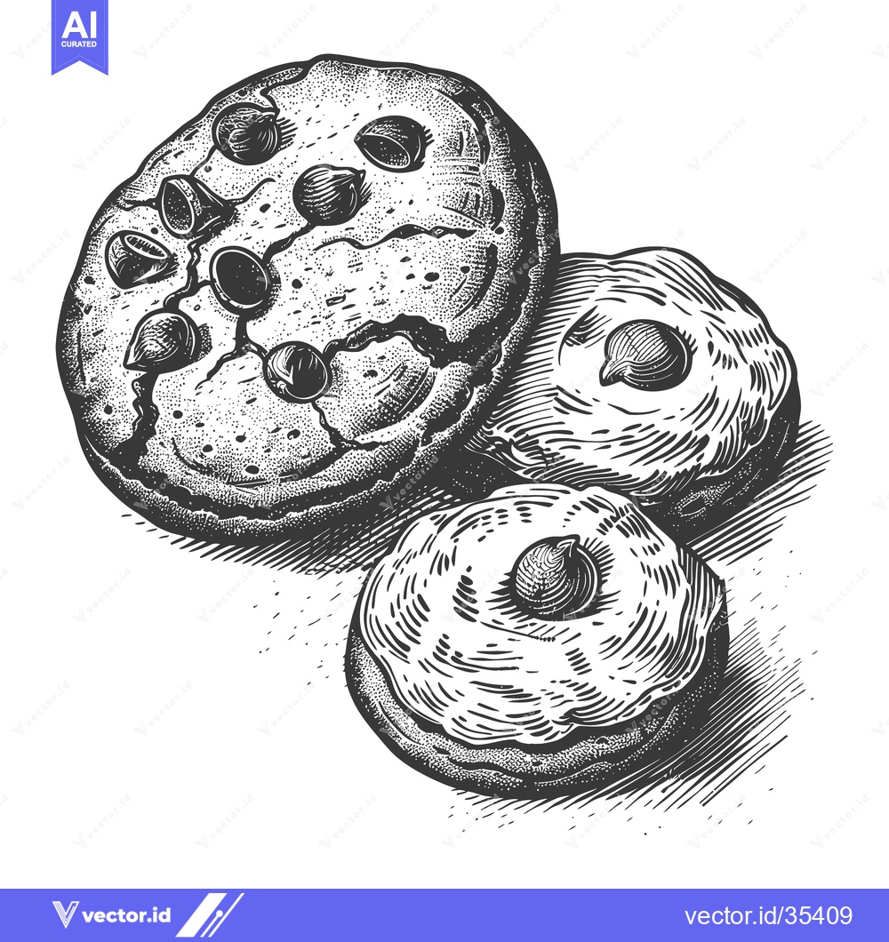 Premium Vector of Delicious Chocolate Chip Cookies and Cream Filled Cookies