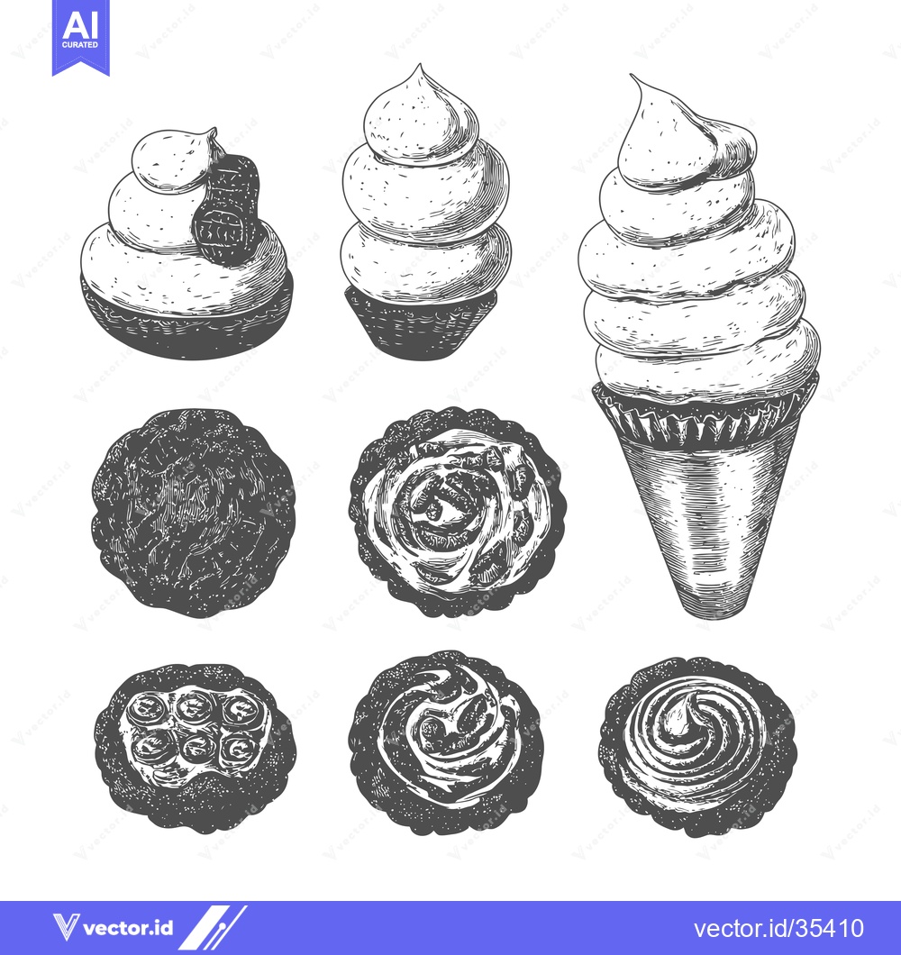 Premium Vector dari Delicious Assorted Cupcakes and Sweet Treats Collection
